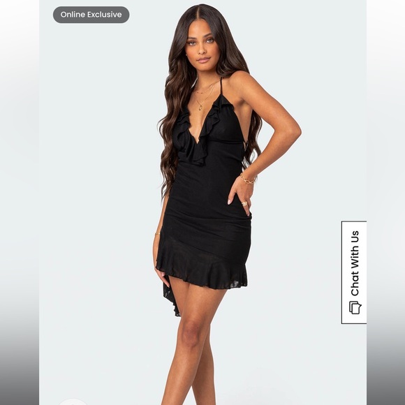 Edikted Soho Open Back Ruffle Mini Dress - Picture 5 of 10